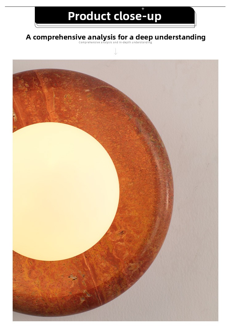 Wabi-sabi Style Minimalist Yellow Travertine Bedside Wall Lamp
