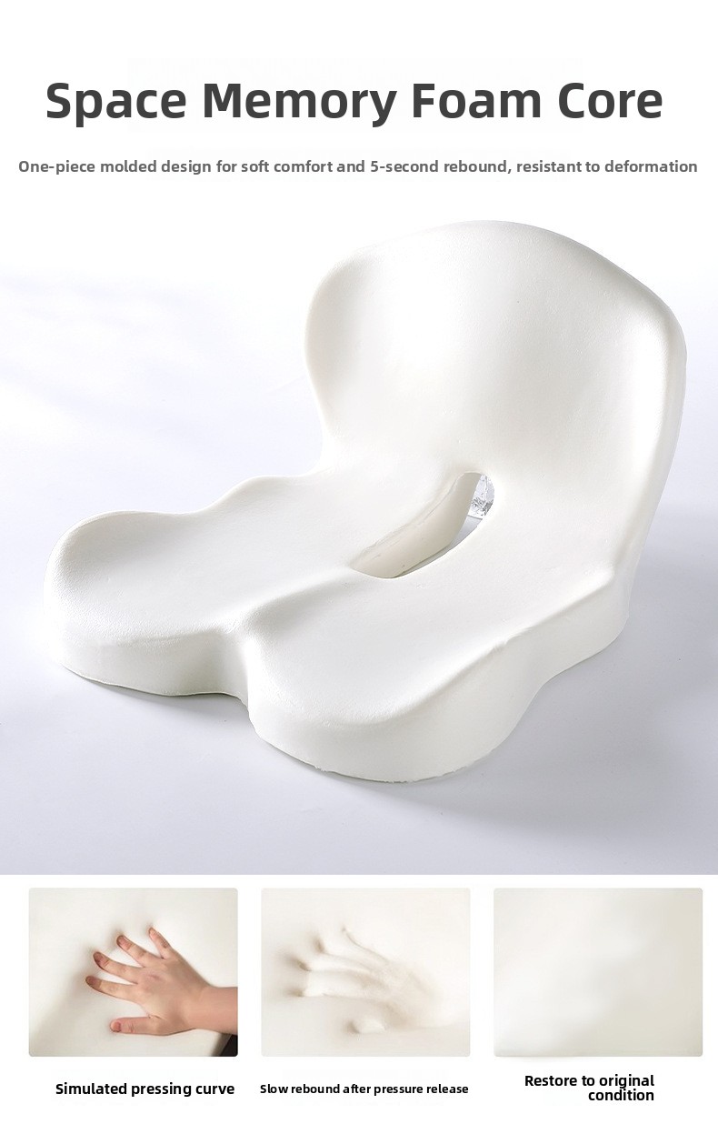Ergonomic Memory Foam Seat Cushion with Lumbar Support Breathable Office Chair Pad