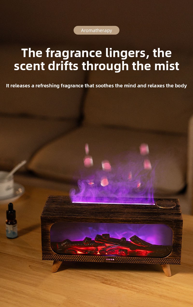 3D Simulated Fireplace Flame Ultrasonic Humidifier Aroma Diffuser