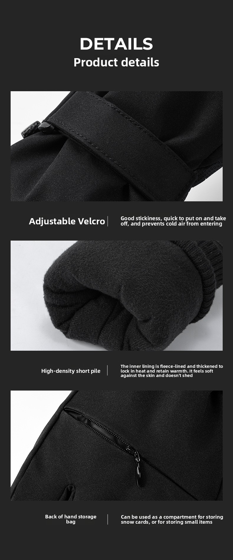 Winter 3M Thinsulate Ski Gloves Waterproof Windproof Fleece Lined Outdoor Cycling Gloves