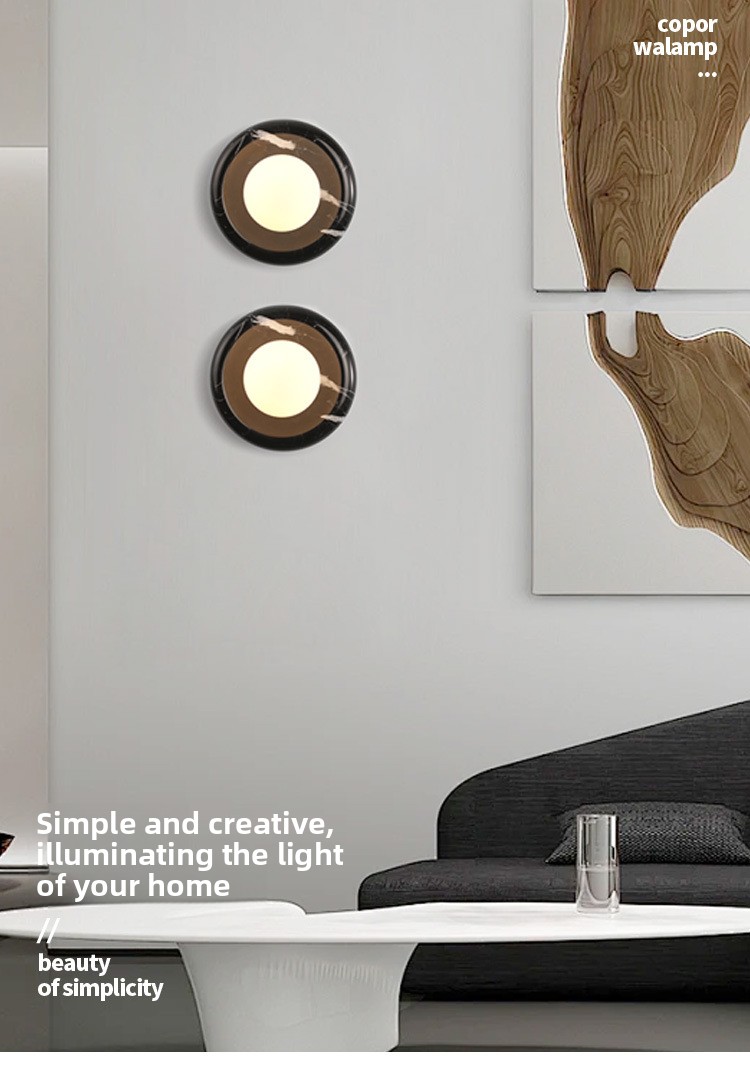 Wabi-sabi Style Minimalist Yellow Travertine Bedside Wall Lamp