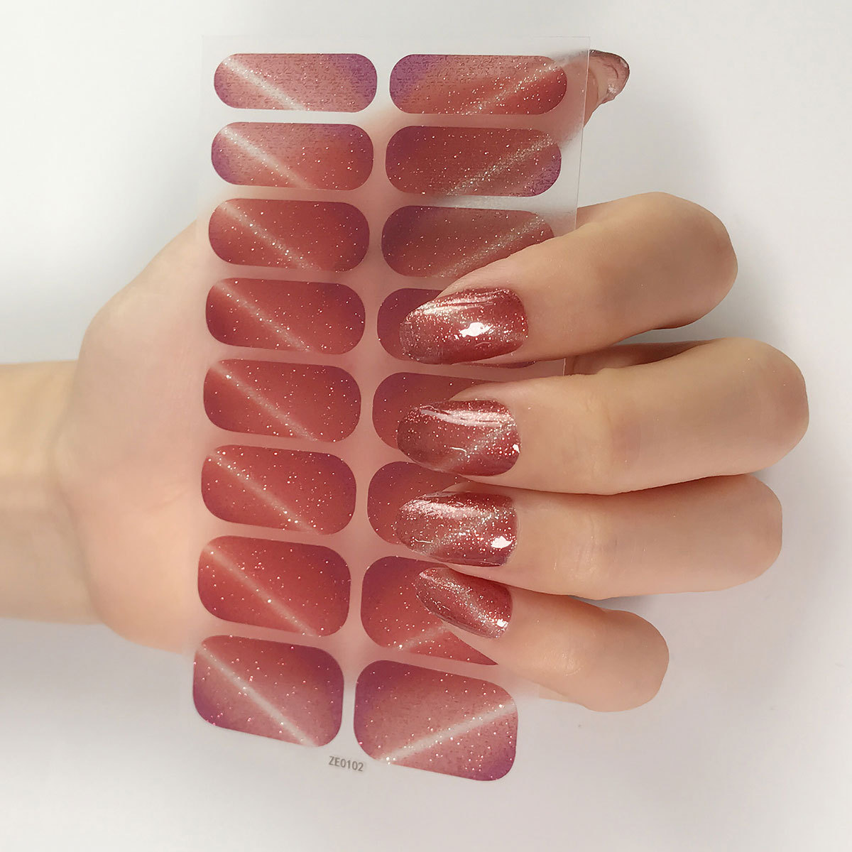 16 Pcs Cat Eye Glitter Nail Stickers