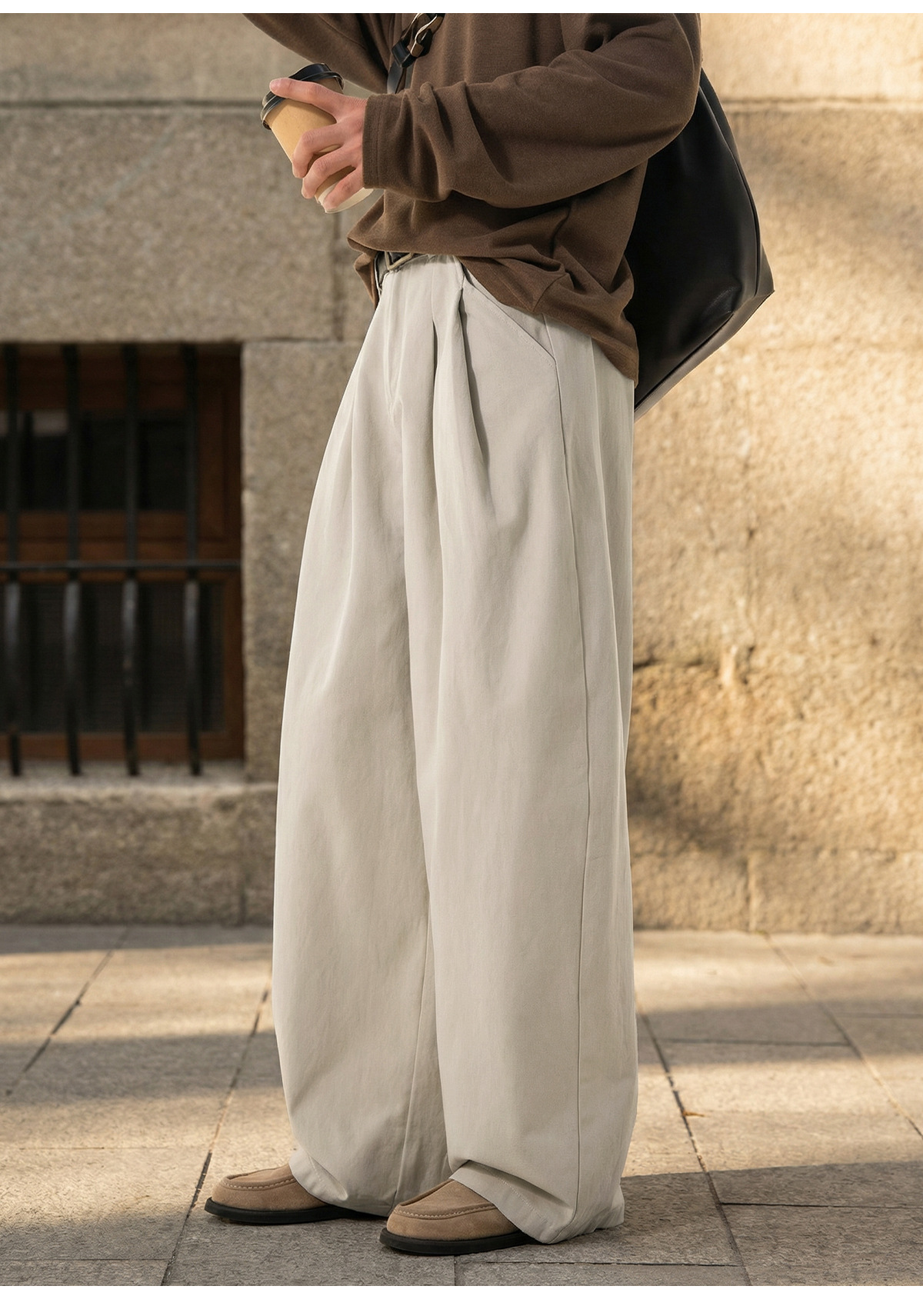 Men's American Retro Pure Cotton Loose Straight-Leg Casual Pants Washed Texture Vintage Style