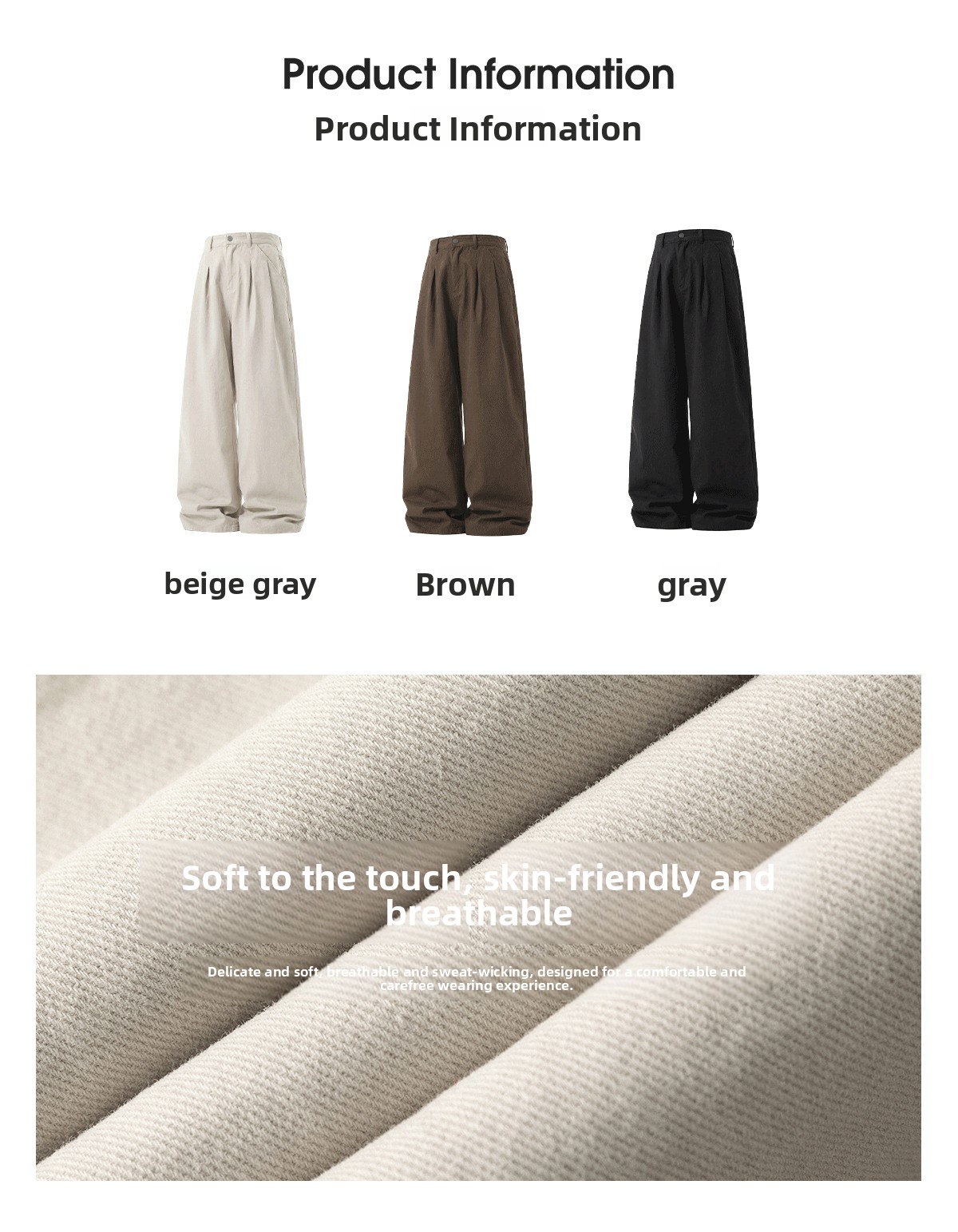 Men's American Retro Pure Cotton Loose Straight-Leg Casual Pants Washed Texture Vintage Style