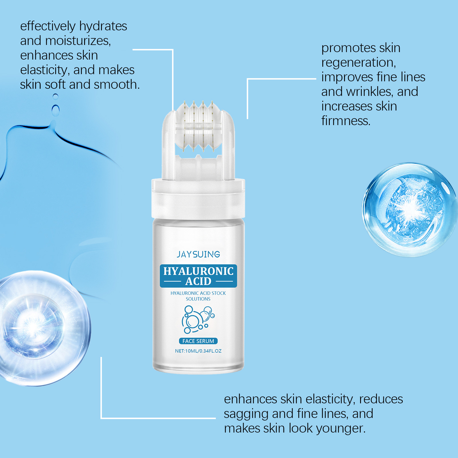 Hyaluronic acid roller essence to improve skin pores