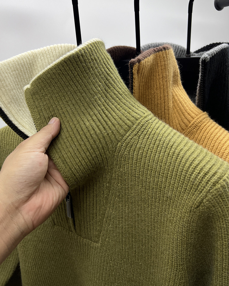 High-end zipper sweater coat men's winter reversible turtleneck sweater men's thickened bottoming shirt trendy men's sweater