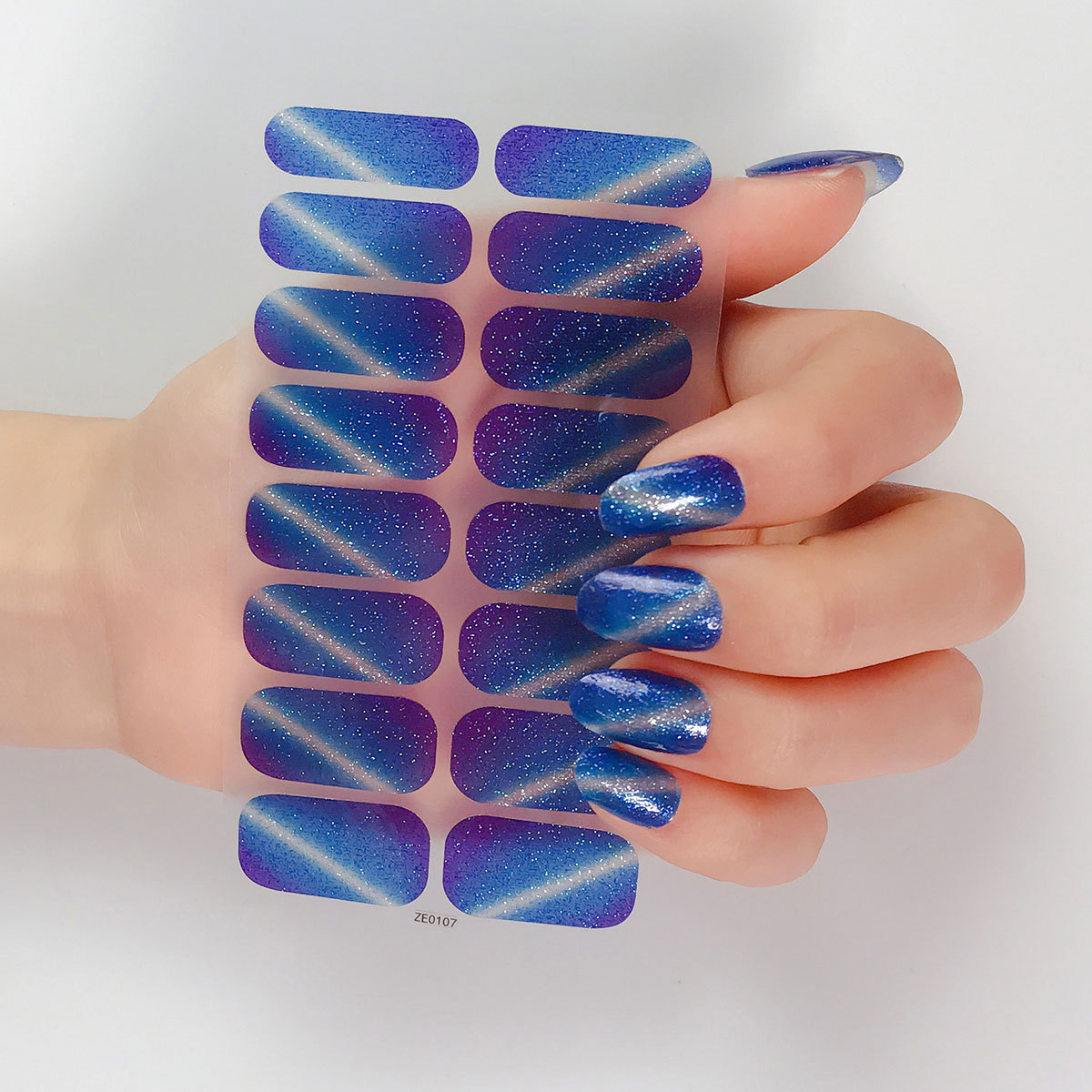 16 Pcs Cat Eye Glitter Nail Stickers