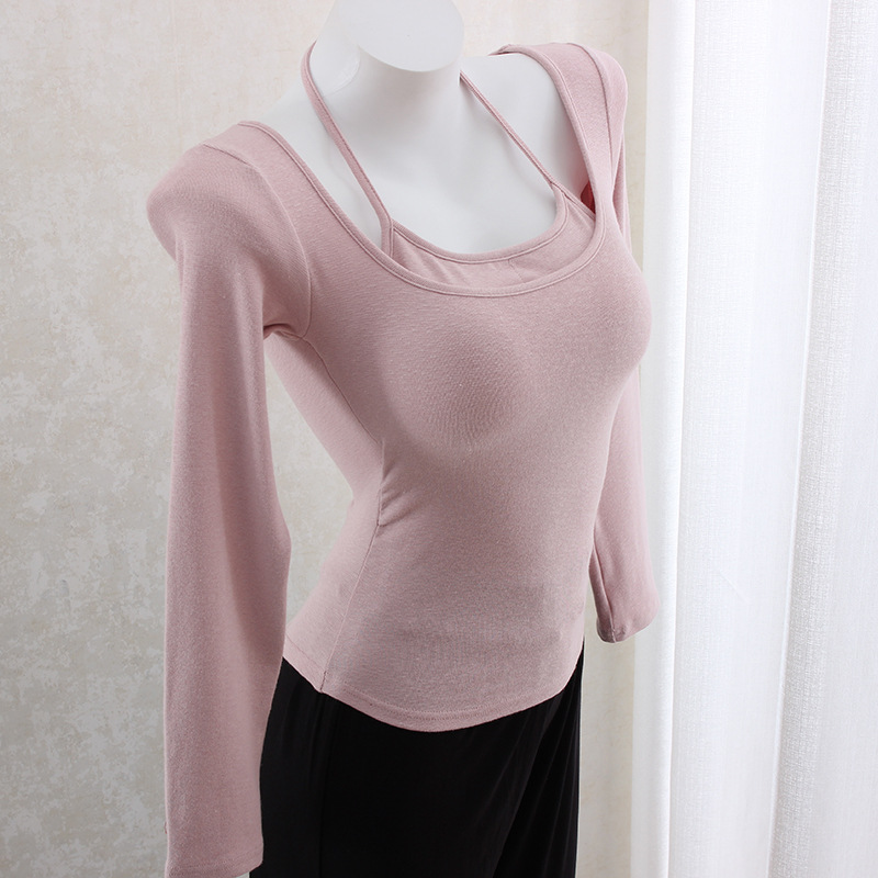 Hanging neck slim waist slimming long sleeve top