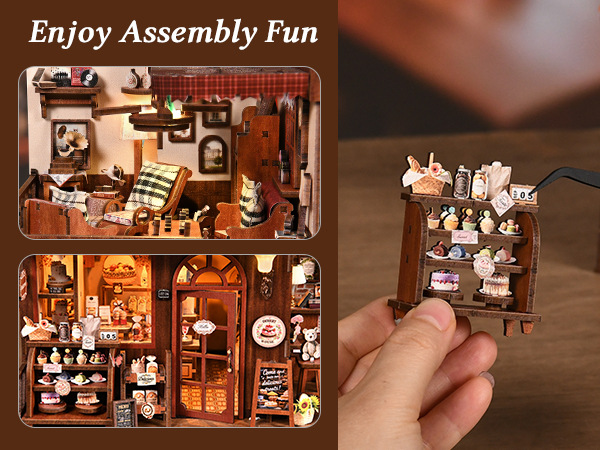 Wooden DIY Miniature House Kit Street Corner Sweet Shop Model Assembly Puzzle Bookend Decorative Craft
