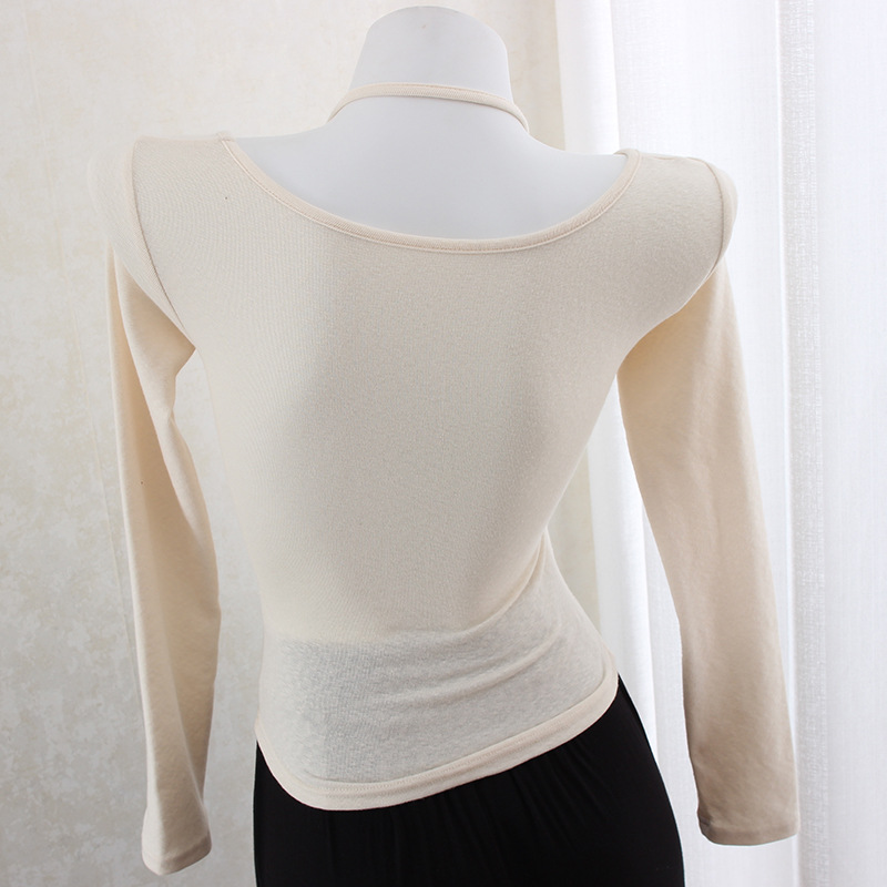 Hanging neck slim waist slimming long sleeve top