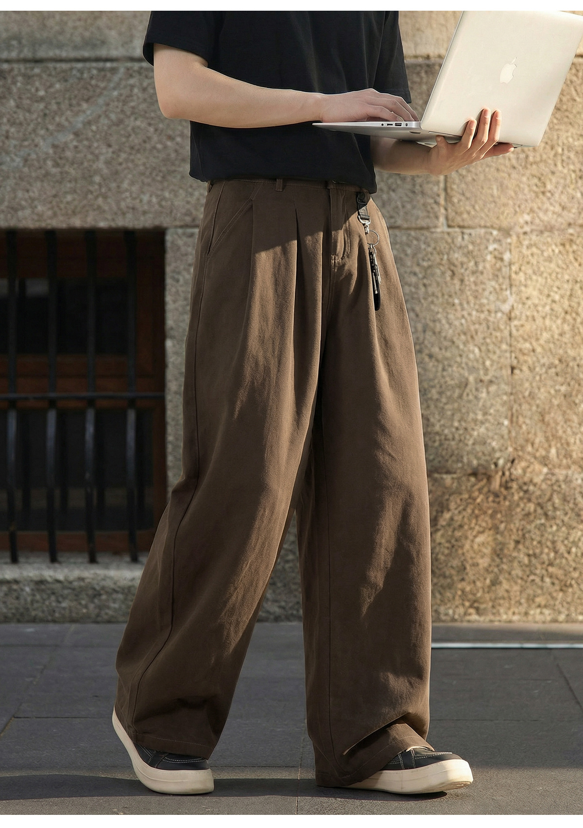 Men's American Retro Pure Cotton Loose Straight-Leg Casual Pants Washed Texture Vintage Style