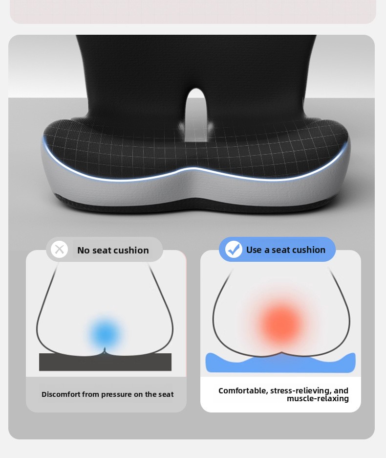 Integrated Lumbar Support Cushion with Memory Foam Backrest Breathable Office Chair Pad