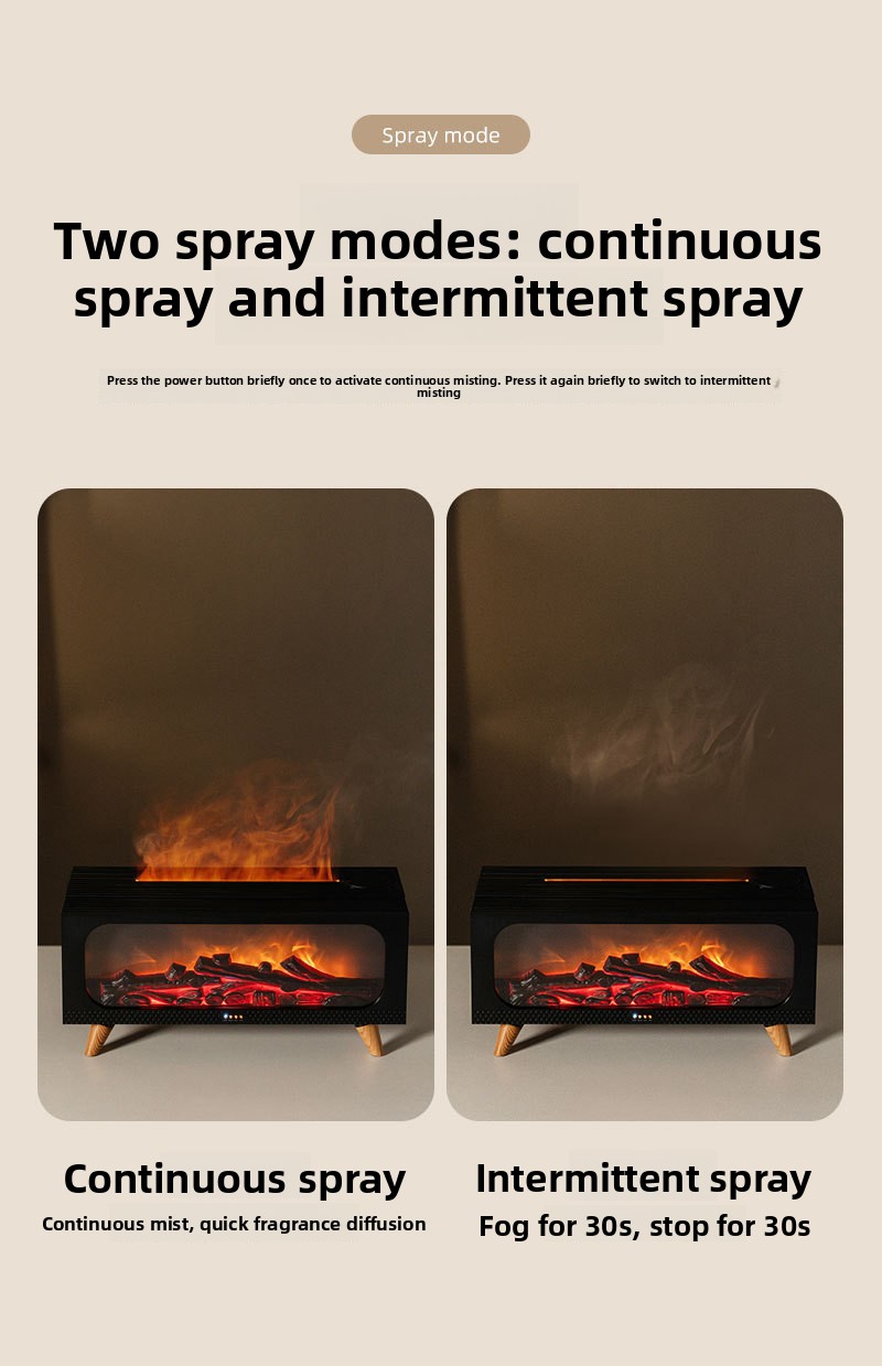 3D Simulated Fireplace Flame Ultrasonic Humidifier Aroma Diffuser