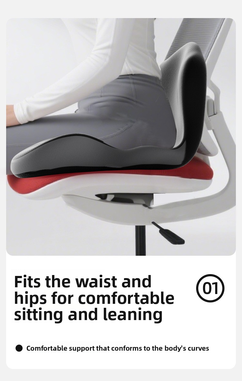 Integrated Lumbar Support Cushion with Memory Foam Backrest Breathable Office Chair Pad