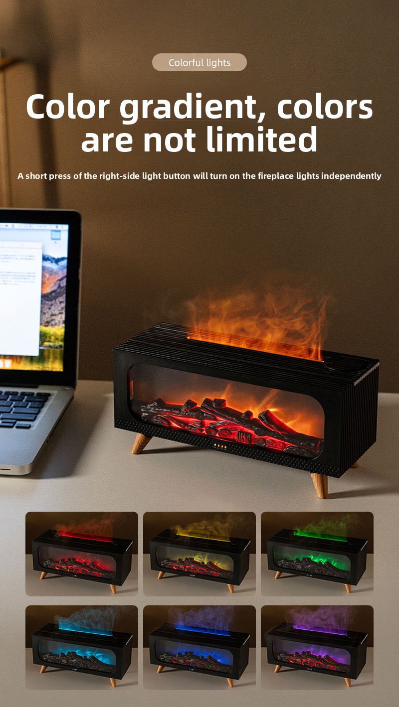3D Simulated Fireplace Flame Ultrasonic Humidifier Aroma Diffuser