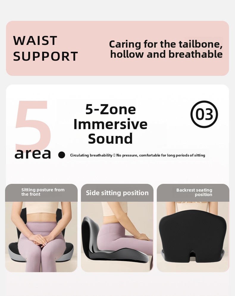 Integrated Lumbar Support Cushion with Memory Foam Backrest Breathable Office Chair Pad