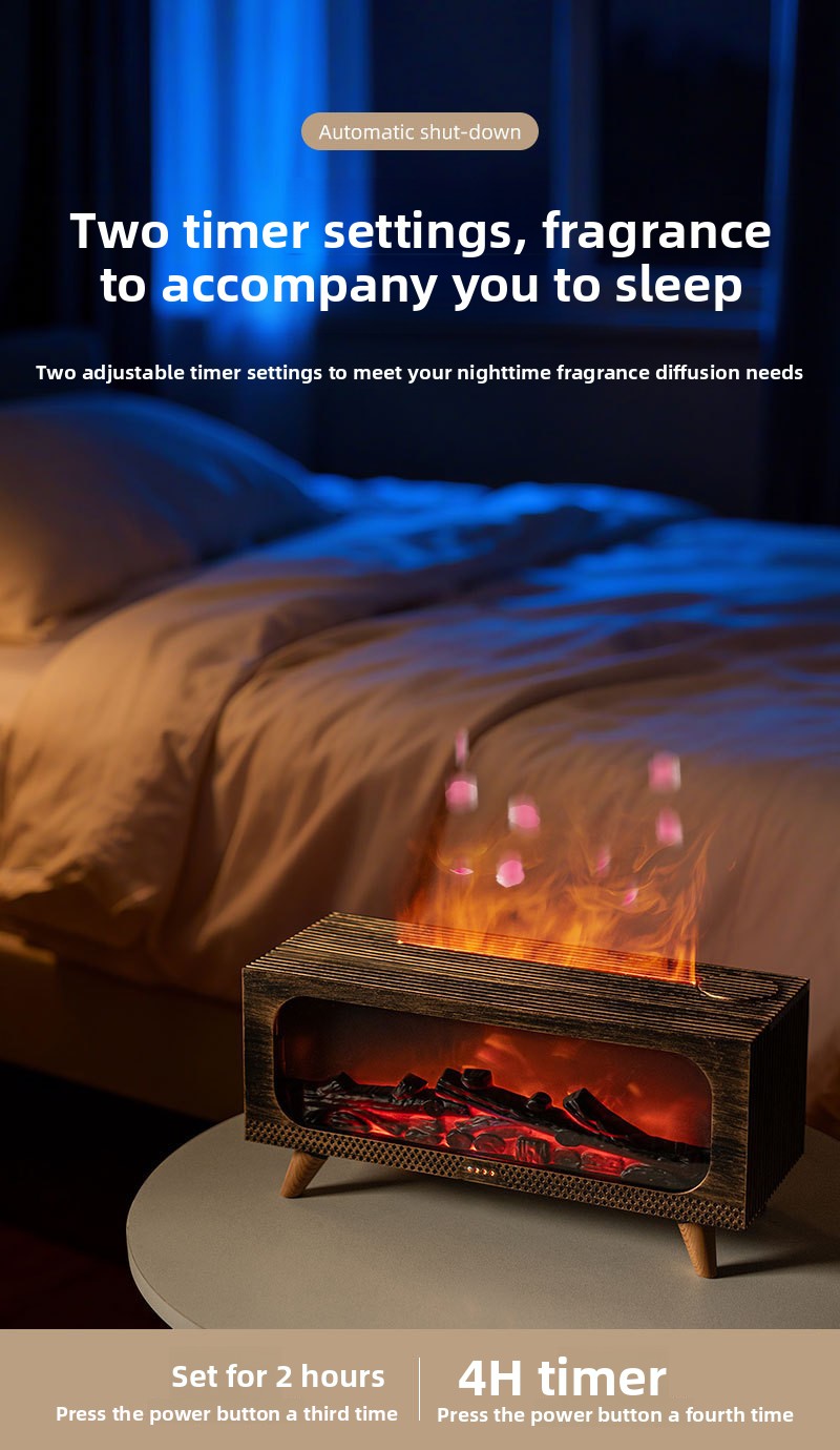 3D Simulated Fireplace Flame Ultrasonic Humidifier Aroma Diffuser