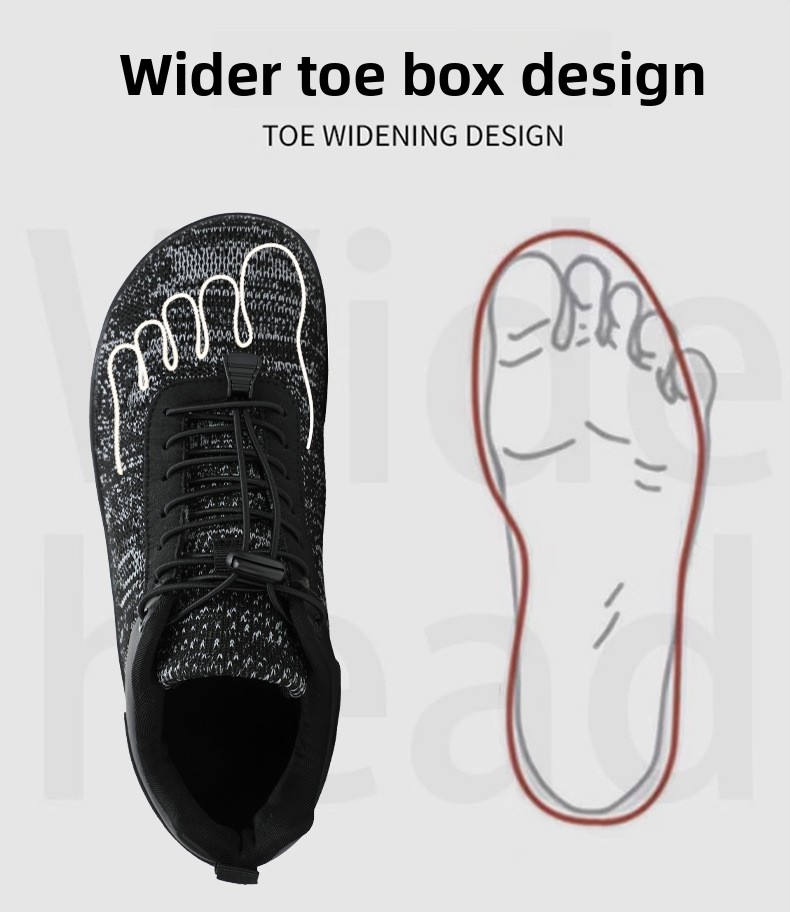 Men's Wide Toe Breathable Flyknit Hiking Sneakers