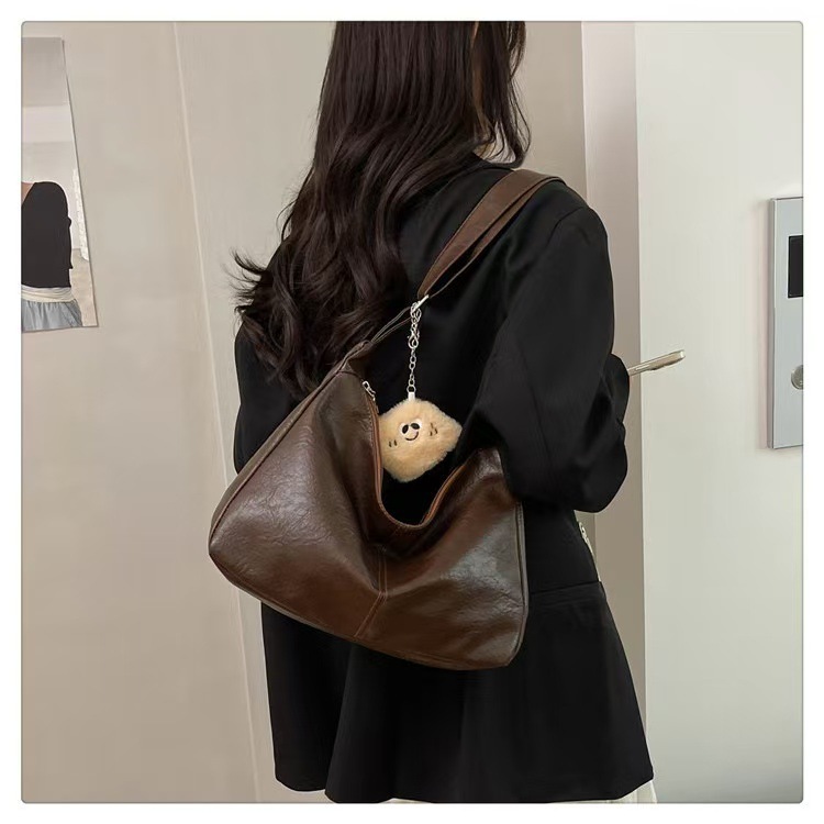 Women's Large Capacity Soft PU Leather Tote Bag Versatile Commuting Shoulder Handbag