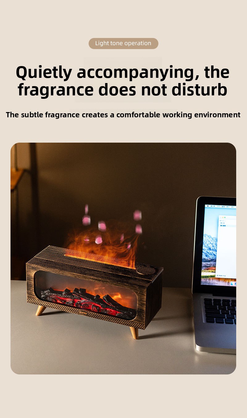 3D Simulated Fireplace Flame Ultrasonic Humidifier Aroma Diffuser