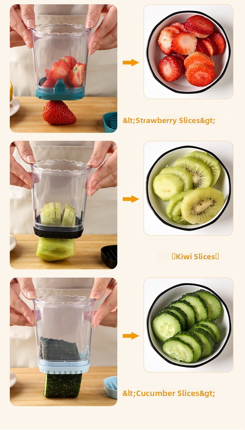 Stainless Steel Fruit and Vegetable Slicer Banana Strawberry Cutter Kitchen Gadget