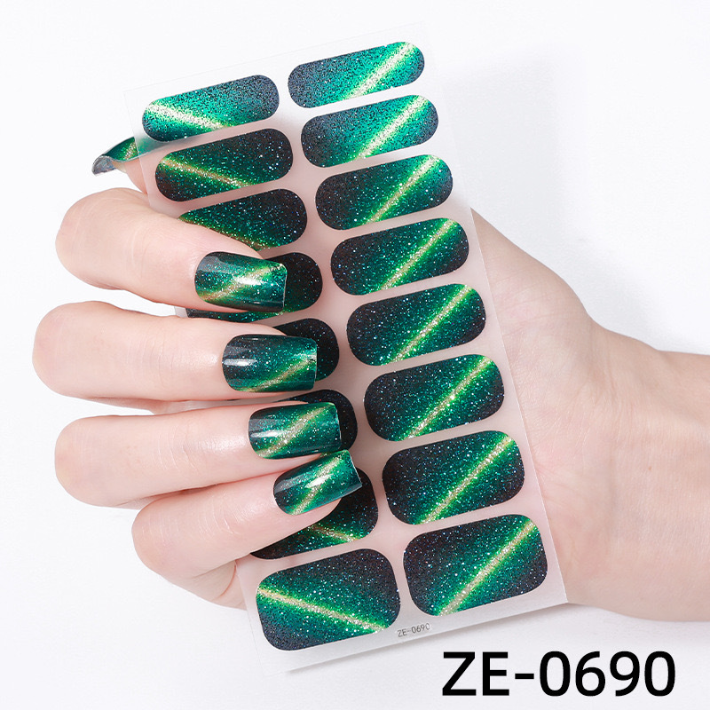 16 Pcs Cat Eye Glitter Nail Stickers