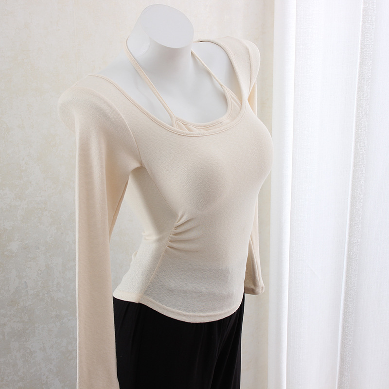 Hanging neck slim waist slimming long sleeve top