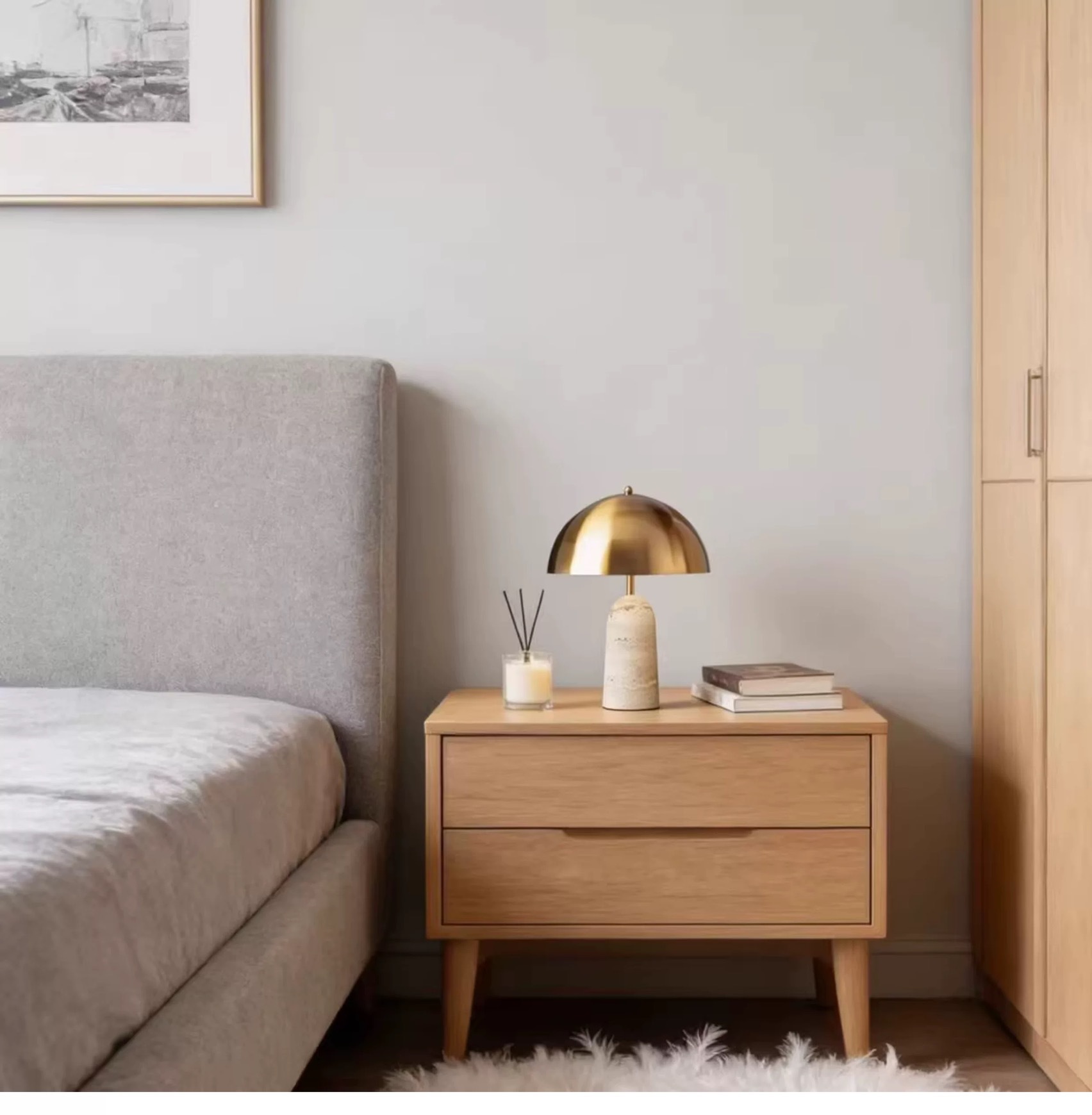 Nordic-style marble base metal mushroom floor lamp