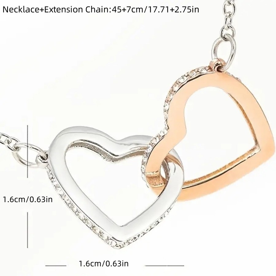 Simple Two Color Heart Buckle Stainless Steel Necklace for Women Elegant Daily Jewelry Gift