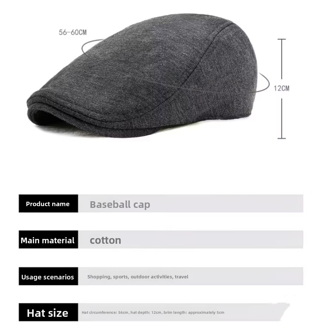 Men's Cotton Beret British Retro Style Adjustable Short Eaves Cap