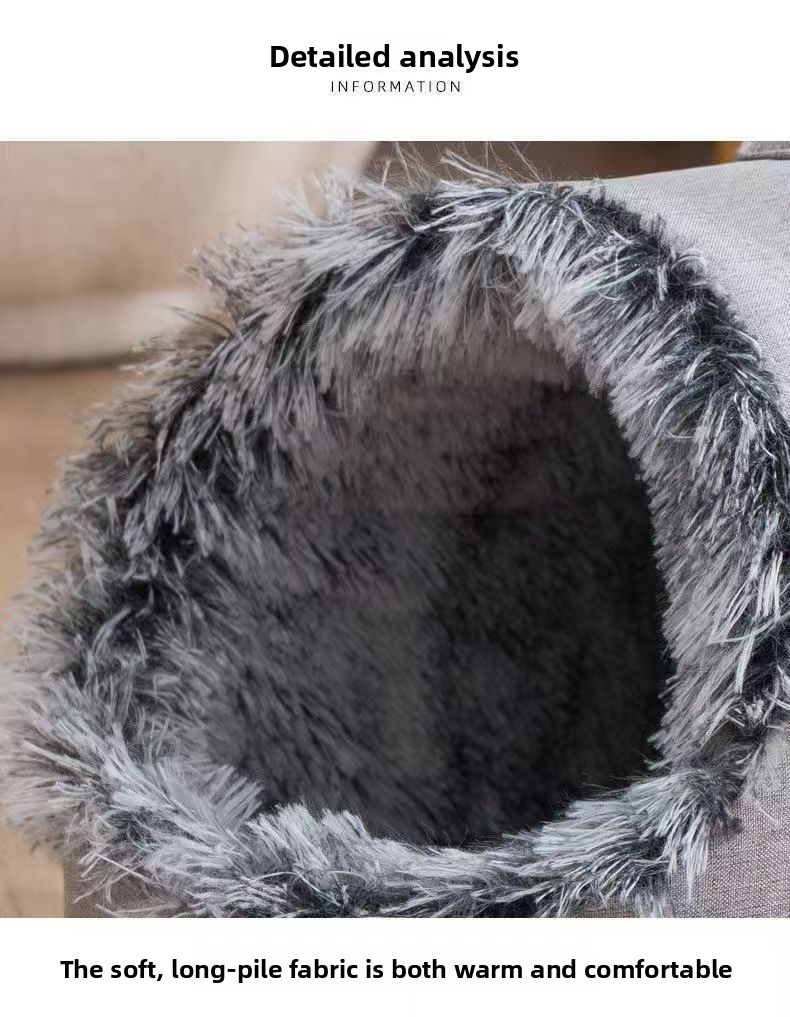 Winter Polar Cold-Resistant Enclosed Cat Sleeping Bag Soft Plush Pet Bed for Indoor Outdoor Use