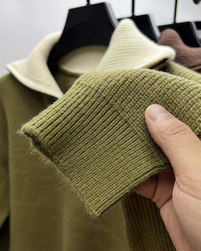 High-end zipper sweater coat men's winter reversible turtleneck sweater men's thickened bottoming shirt trendy men's sweater