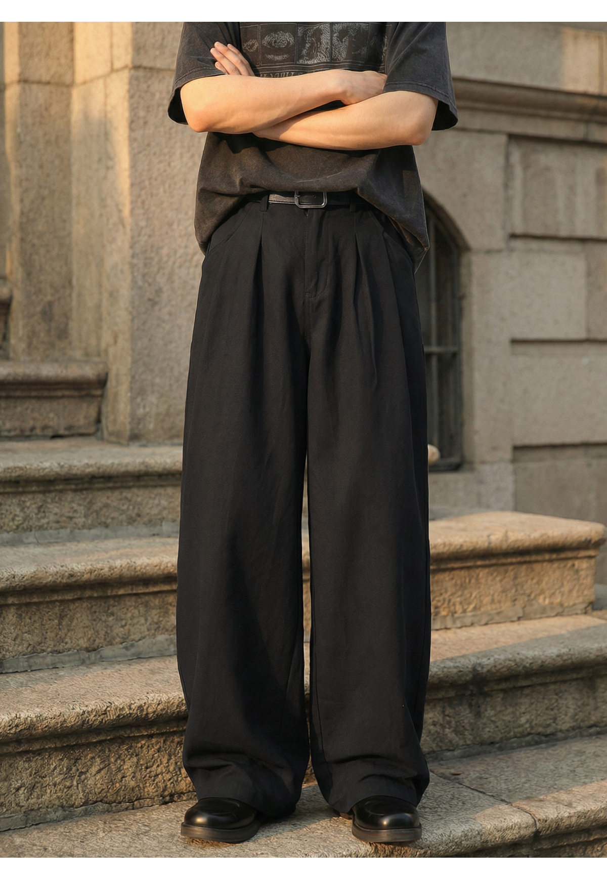 Men's American Retro Pure Cotton Loose Straight-Leg Casual Pants Washed Texture Vintage Style
