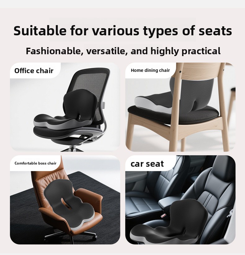Integrated Lumbar Support Cushion with Memory Foam Backrest Breathable Office Chair Pad