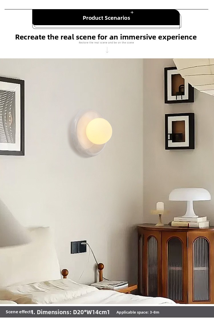 Wabi-sabi Style Minimalist Yellow Travertine Bedside Wall Lamp