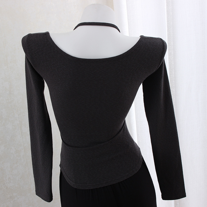 Hanging neck slim waist slimming long sleeve top