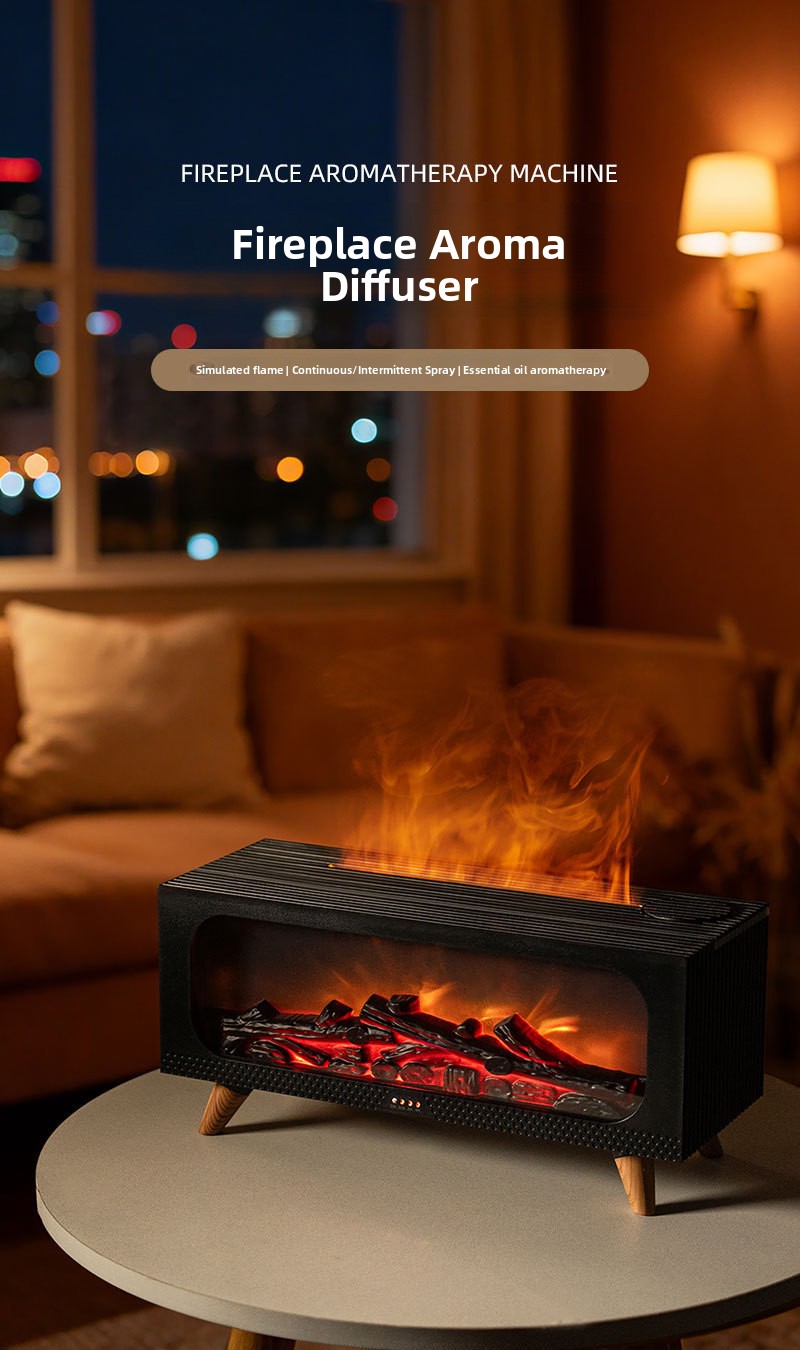 3D Simulated Fireplace Flame Ultrasonic Humidifier Aroma Diffuser