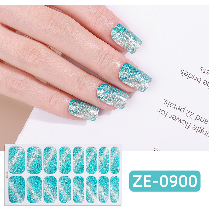 16 Pcs Cat Eye Glitter Nail Stickers
