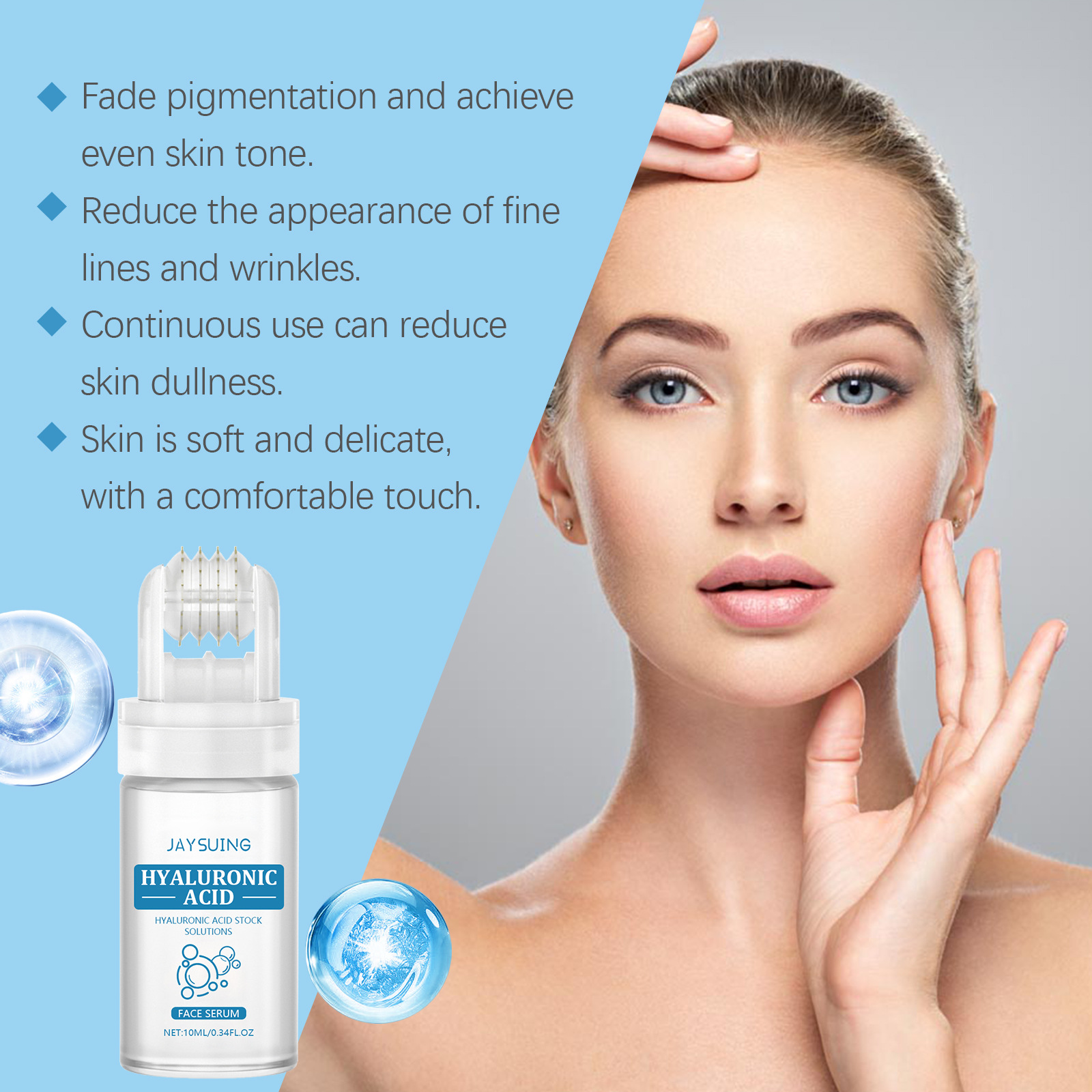 Hyaluronic acid roller essence to improve skin pores