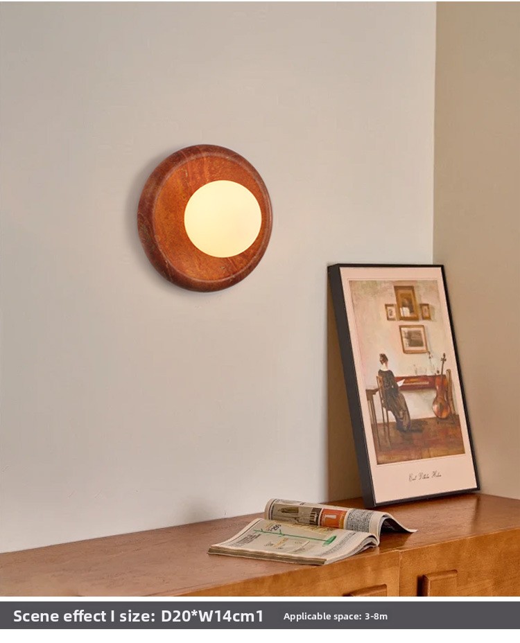 Wabi-sabi Style Minimalist Yellow Travertine Bedside Wall Lamp