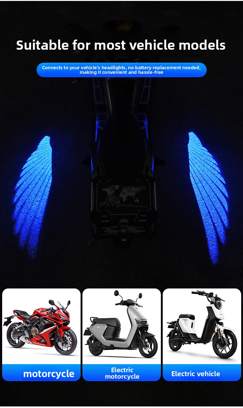 Motorcycle Floor Lamp Angel Wing Projection Lamp Welcome Lamp