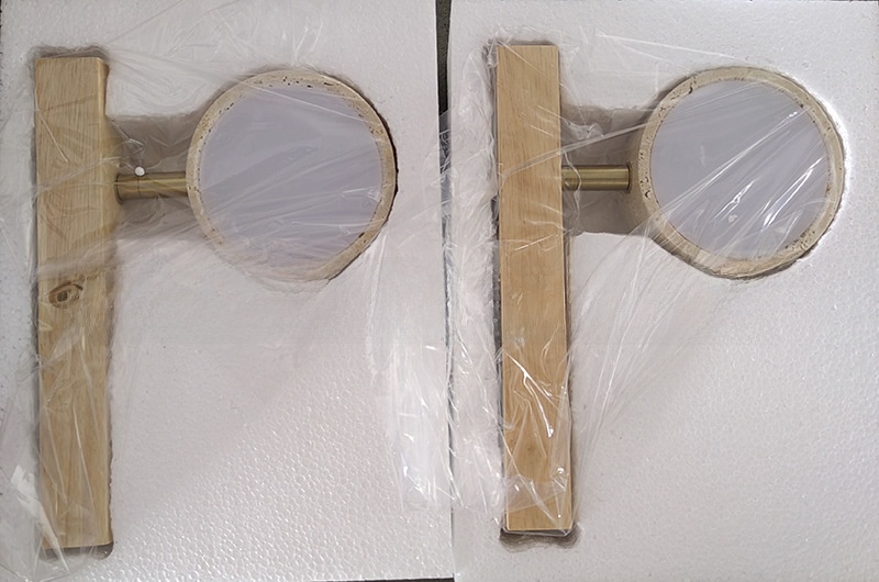 Japanese Mid-Century Style Travertine Stone LED Vanity Wall Lamp