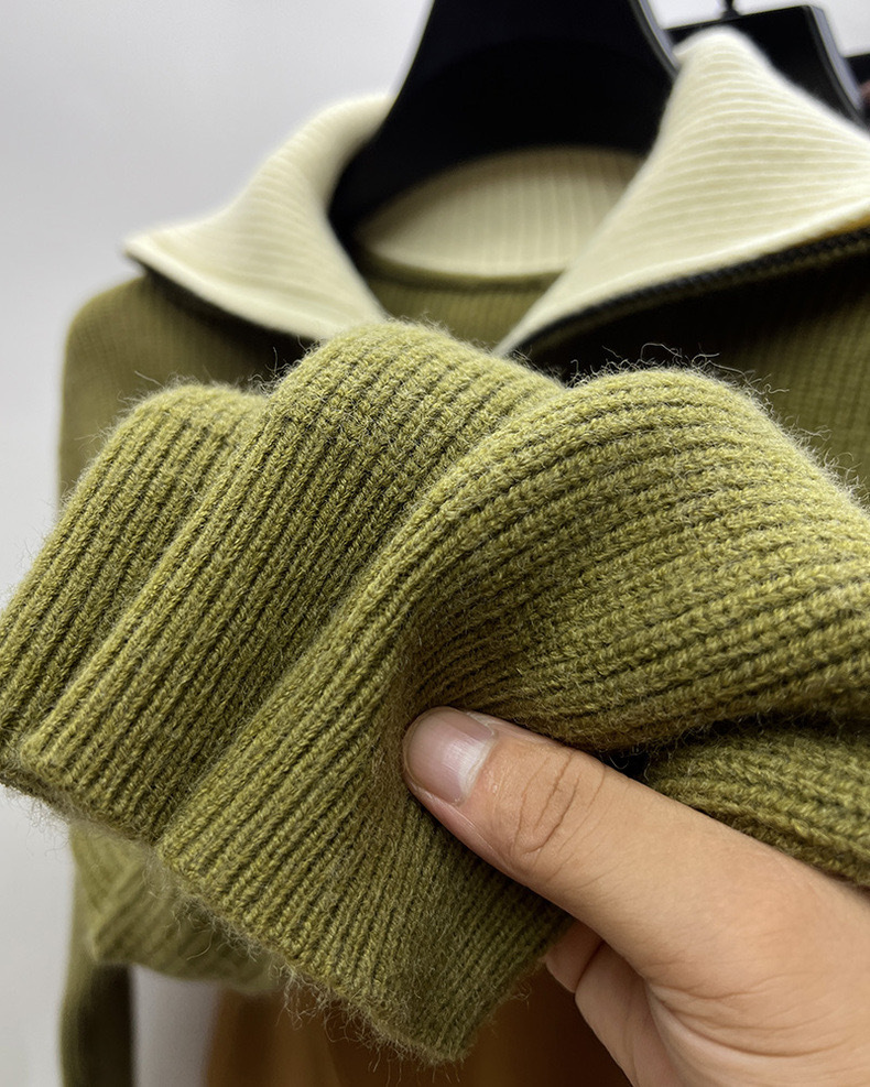 High-end zipper sweater coat men's winter reversible turtleneck sweater men's thickened bottoming shirt trendy men's sweater