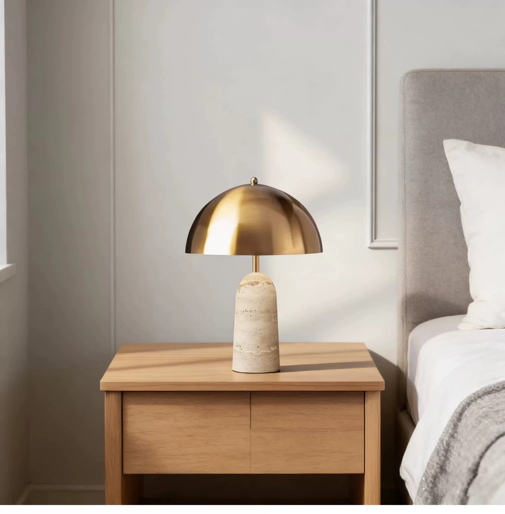 Nordic-style marble base metal mushroom floor lamp