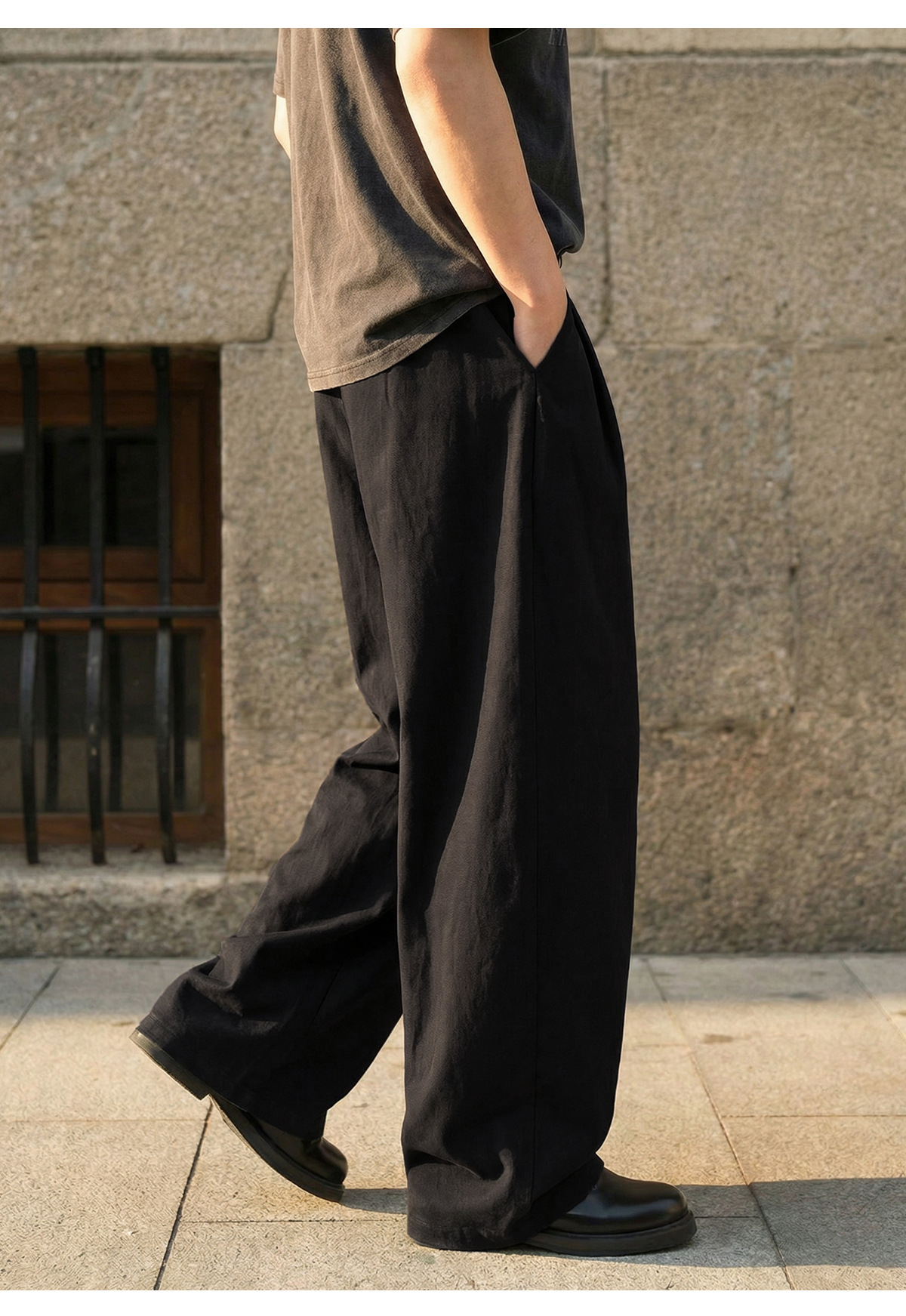 Men's American Retro Pure Cotton Loose Straight-Leg Casual Pants Washed Texture Vintage Style