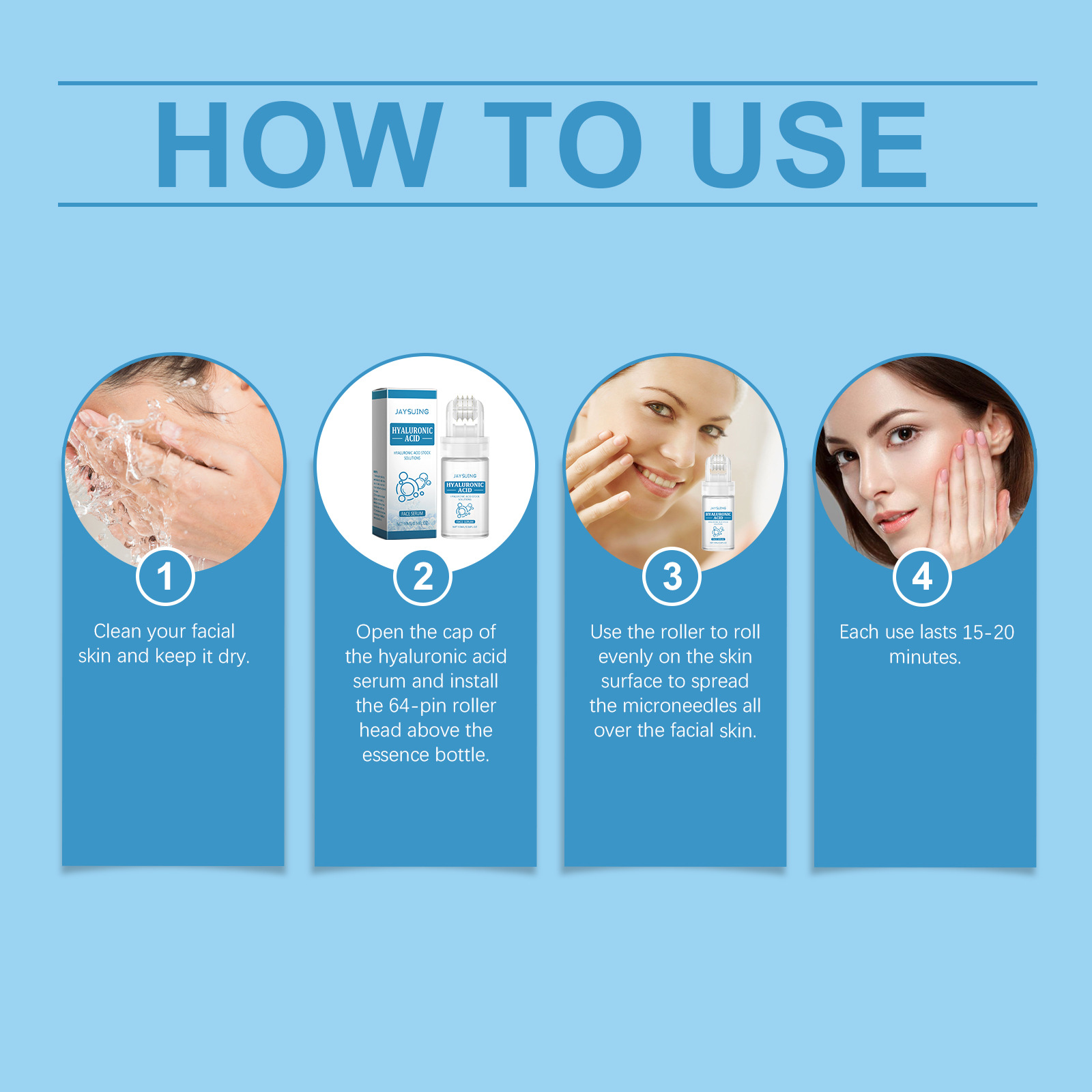 Hyaluronic acid roller essence to improve skin pores