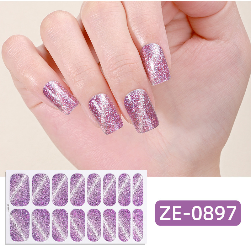 16 Pcs Cat Eye Glitter Nail Stickers