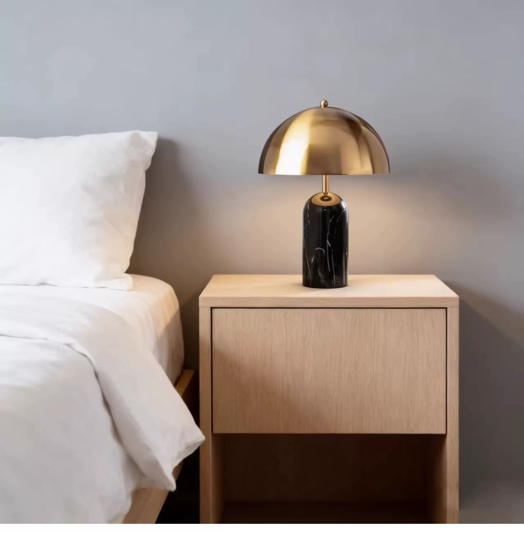 Nordic-style marble base metal mushroom floor lamp
