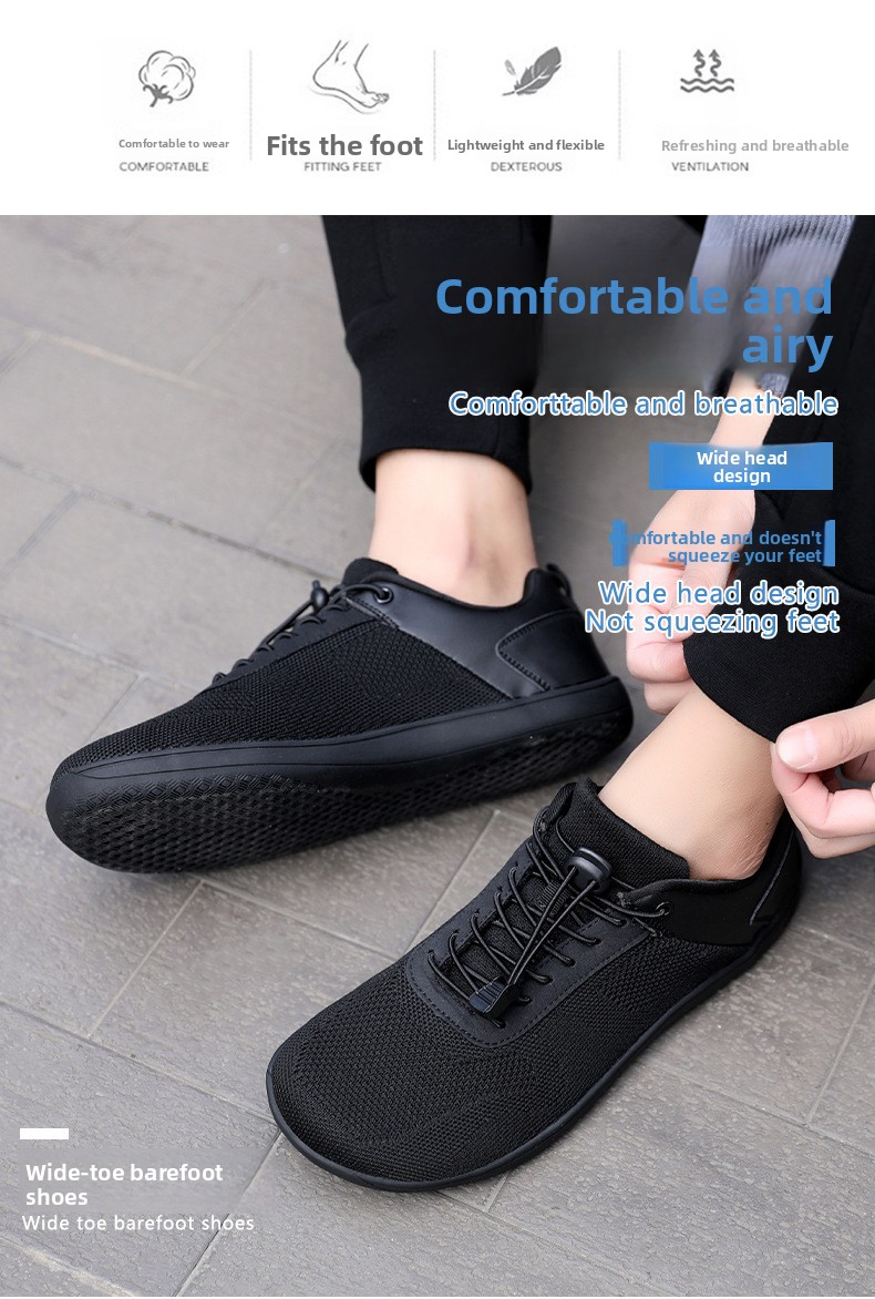 Men's Wide Toe Breathable Flyknit Hiking Sneakers