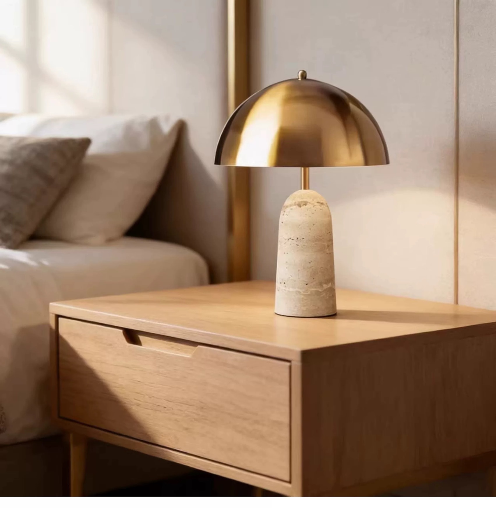 Nordic-style marble base metal mushroom floor lamp